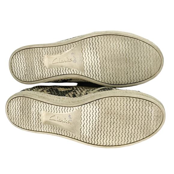 Clarks Azella Theoni Leather Slip-On Snakeskin Animal Print Flats Brown Tan 9 - Picture 6 of 8